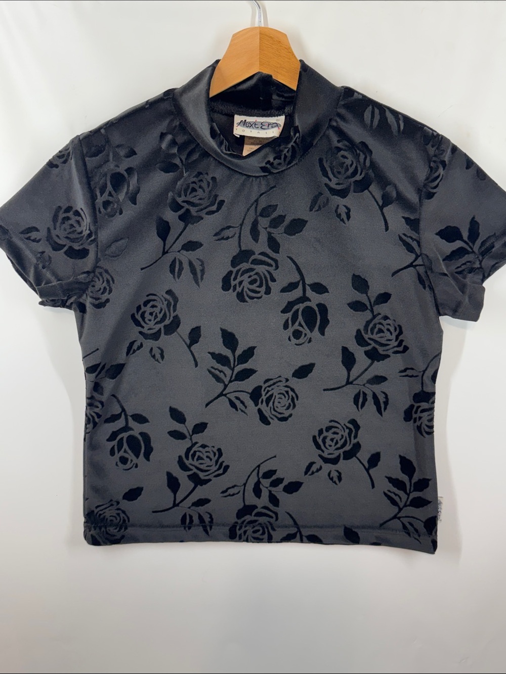 Vintage ‘NEXT ERA’  Velvet Rose Mock Neck Crop Top